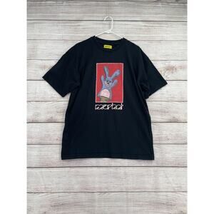 MARKET Shirt Mens Large Black Graphic Bunny Art Tee Streetwear Casual Cotton